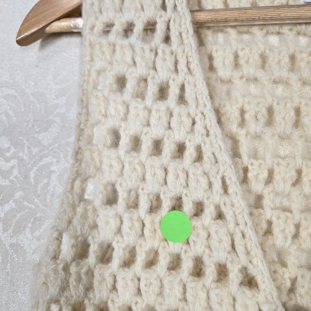 Vintage Bellariva Crochet Vest M Cream 100% Wool Italy Boho Cottagecore Festival